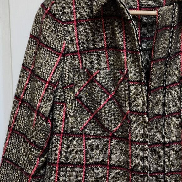 Carlisle Jacket Women 6 Pink Multi Plaid Wool Silk Mohair Zip Pockets Lined Soft - Picture 4 of 9
